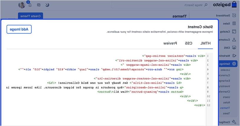 Screenshot of bagisto 2.0 write HTML