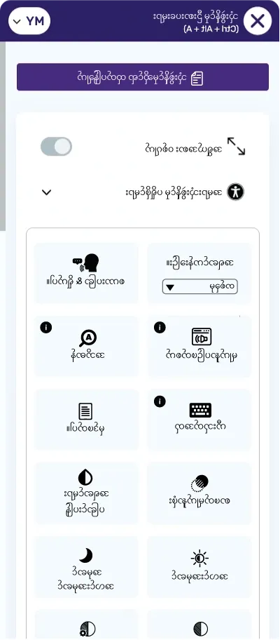 burmese accessibility toolbar